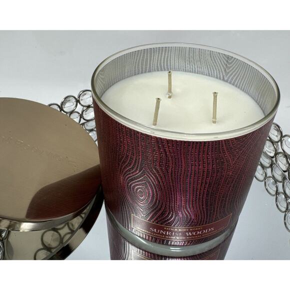 Bath Body Works SUNRISE WOODS 3 Wick Candle 14.5 oz Large Jar New - Picture 2 of 4